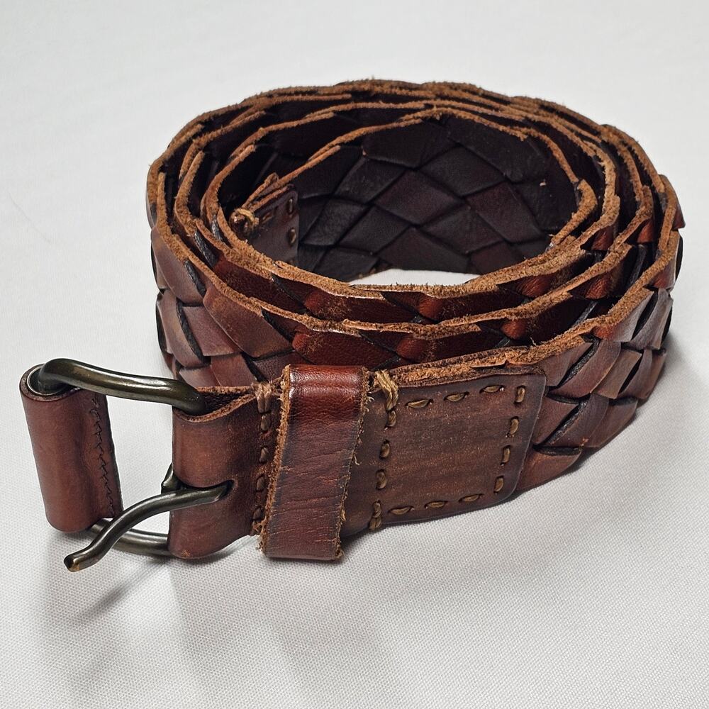 American Eagle Vintage Bohemian Braided Leather Belt Men's Size L, 45"